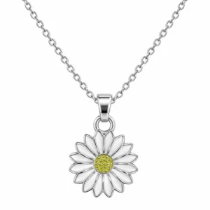 گردنبند گل بابونه نقره‌ای