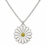 گردنبند گل بابونه نقره‌ای